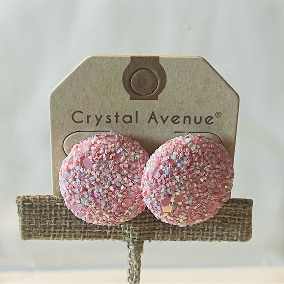 Fashion Jewelry Jewelry - Crystal Avenue Pink Glitter Button Earrings + 4 more Mixed Sets #1028